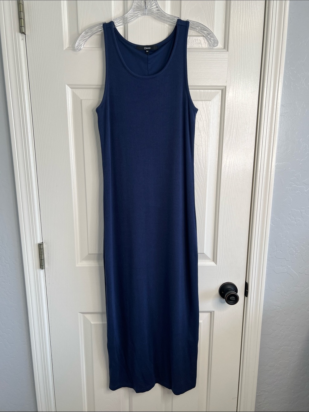 Quince Navy Blue Tencel Rib Knit Midi Dress medium